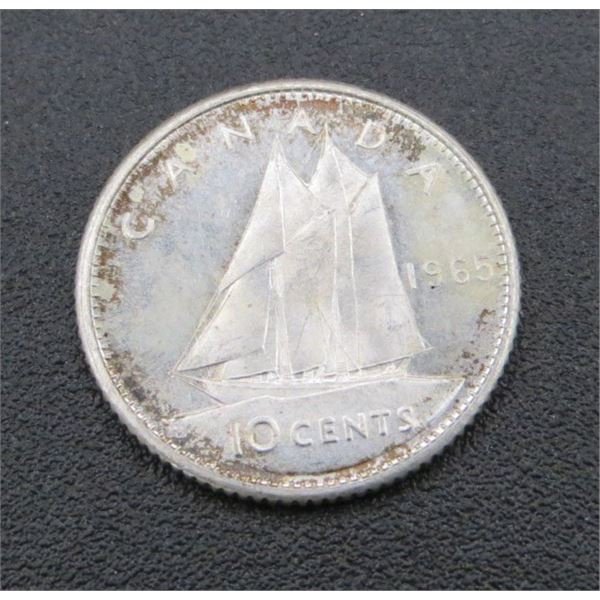 1965 Canadian Silver 10 Cent Coin