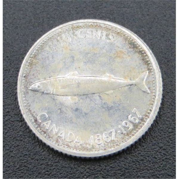 1967 Canadian Silver 10 Cent Coin