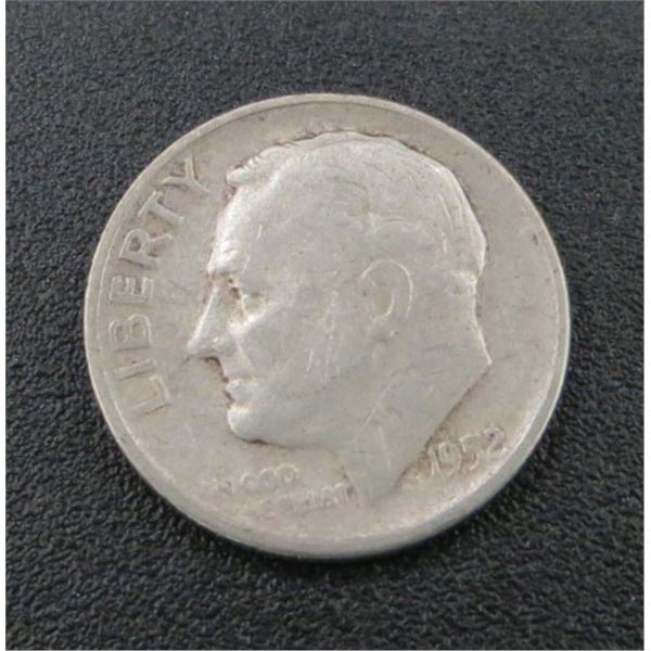 1952 USA Silver 10 Cent Coin