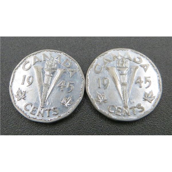 2x Canadian Nickels 1945