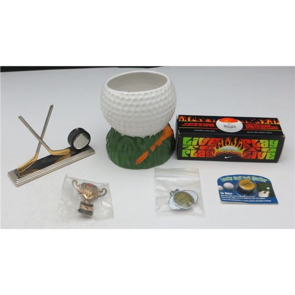 Golfers Lot Golf Balls, Ball Marker, Pen/Pencil Holder & More