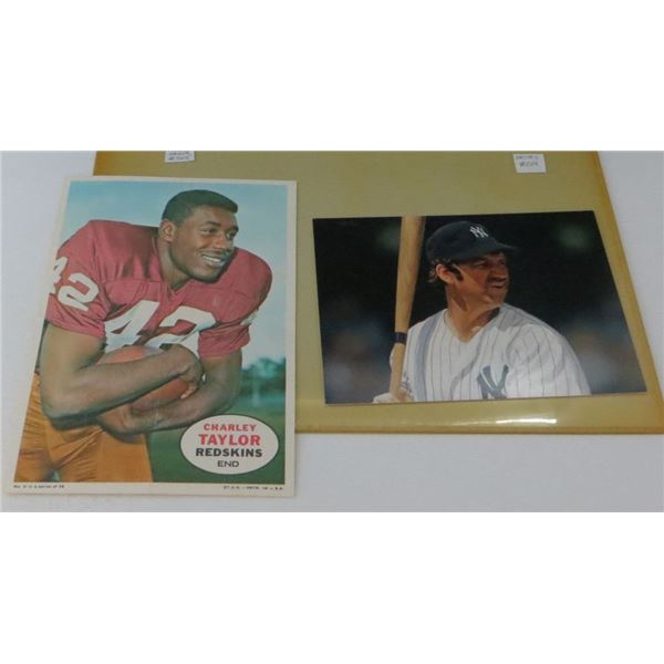 1968 Topps Mini Poster Charley Taylor & Thurman Munson Postcard