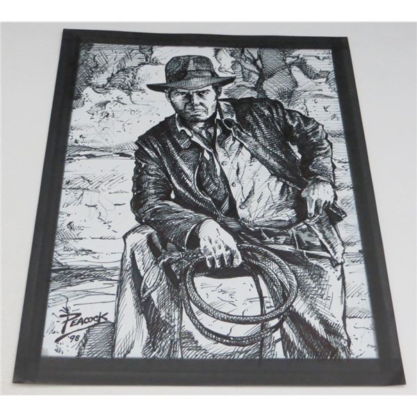 Indiana Jones Harrison Ford Black & White Sketch 8x10