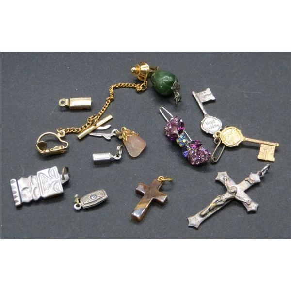Lot Of Various Necklace Charms Apple, Crosses, Keys and More