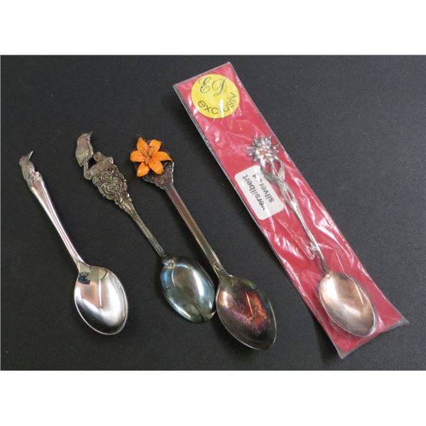 4 Silver Plated Bird & Flower Spoons Australia, Saskatoon