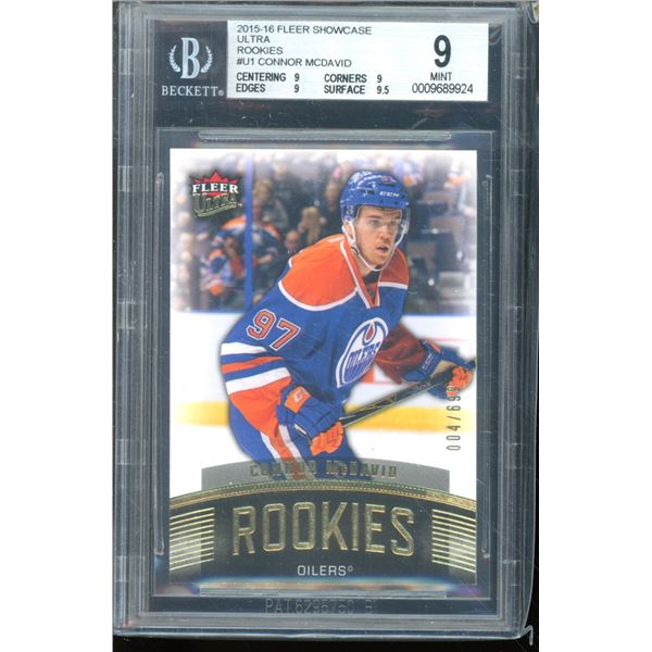 2015-16 Fleer Showcase Ultra Rookies #U1 Connor McDavid 4/699 Beckett Graded