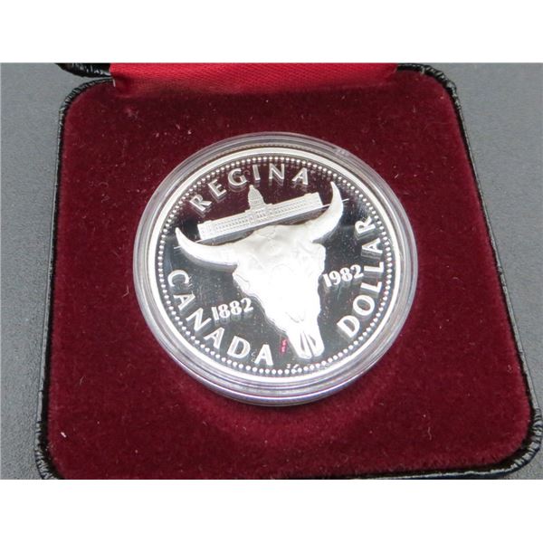 Royal Canadian Mint Proof Silver $1 Dollar Coin Regina Canada 1882-1982
