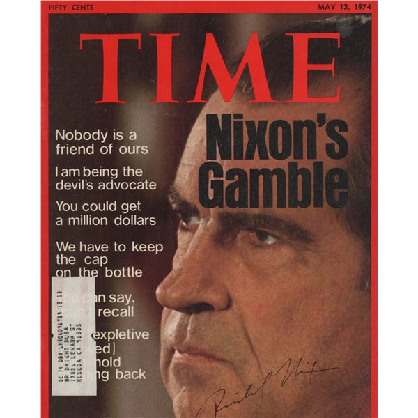 Richard Nixon signed Time magazine. GFA Authenticated