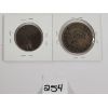 Image 2 : LOT OF 2 - 1852 UPPER CANADA HALF PENNY & 1857 LARGE PENNY