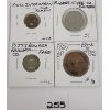 Image 1 : LOT OF 4 - MISC COINS & TOKENS - INCL 1857 HALF PENNY & PITTSBURGH RAILWAYS, ETC. 
