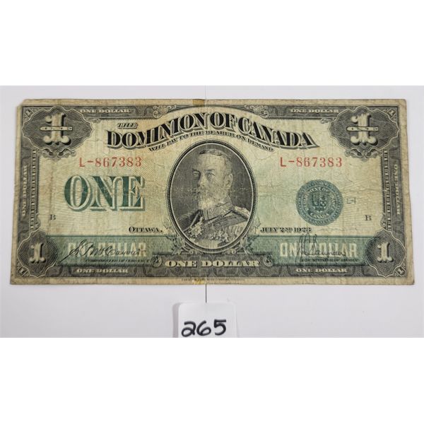 1923 DOMINION OF CANADA $1 BANKNOTE