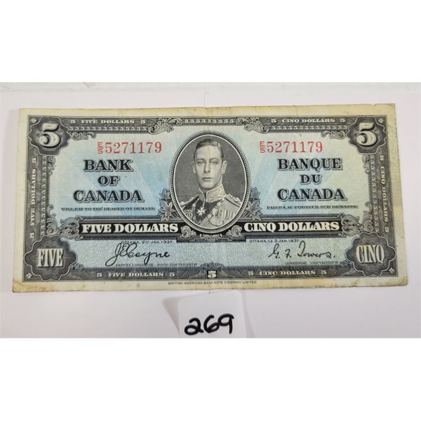 1937 CDN $5 BANKNOTE