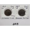 Image 1 : LOT OF 2 - 1907 CDN LARGE PENNIES