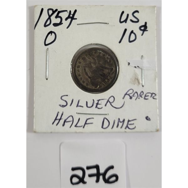 1854 US 10 CENT SILVER COIN