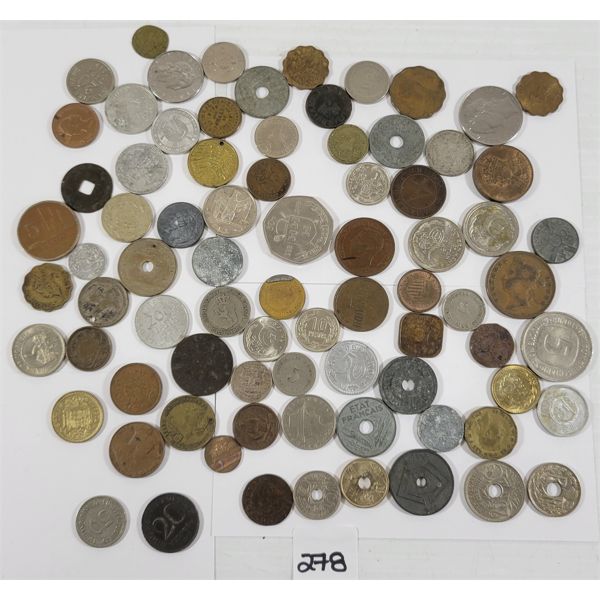 QTY OF WORLD COINS - INCL 1704 4 DENIERS, 1942 3 PENCE, ETC.