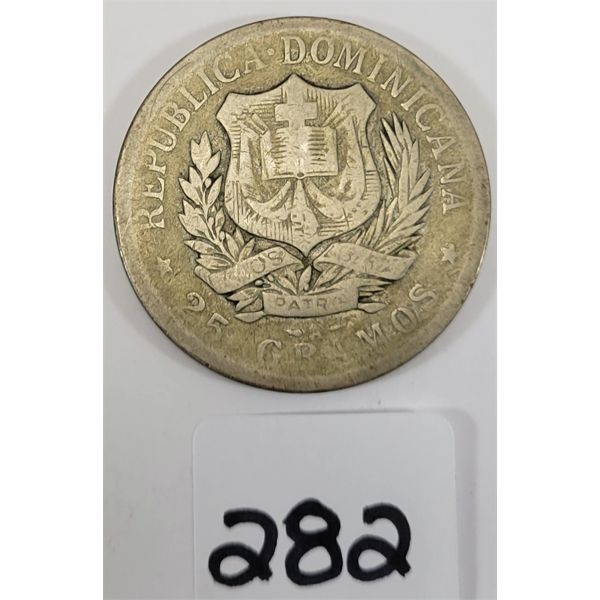 1897 DOMINICAN REPUBLIC SILVER 25 GRAMOS