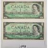 Image 1 : LOT OF 2 - 1967 CDN SEQUENTIAL $1 BANKNOTES