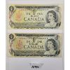 Image 1 : LOT OF 2 - 1973 CDN REPLACEMENT $1 BANKNOTES