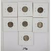 Image 2 : LOT OF 7 - US 10 CENT COINS - INCL 1937, 1939 & 1942