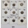 Image 1 : LOT OF 9 - CDN 5 CENT SILVER PCS - INCL 1870, 1893 & 1904, ETC.