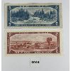 Image 2 : LOT OF 2 - 1954 CDN 1X $2 BANKNOTE & $5 BANKNOTE
