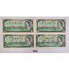 Image 1 : LOT OF 4 - 1967 CDN $1 BANKNOTES - NO SERIAL NUMBERS - UNCIRCULATED