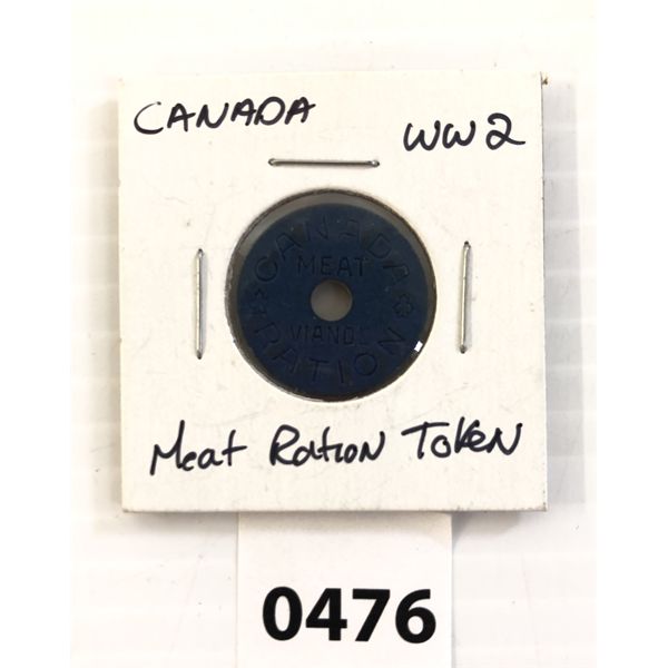 Meat Ration Token WWII CANADIAN MEAT RATION TOKEN