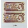LOT OF 2 - 1974 CDN $2 BANKNOTES  - UNCIRCULATED