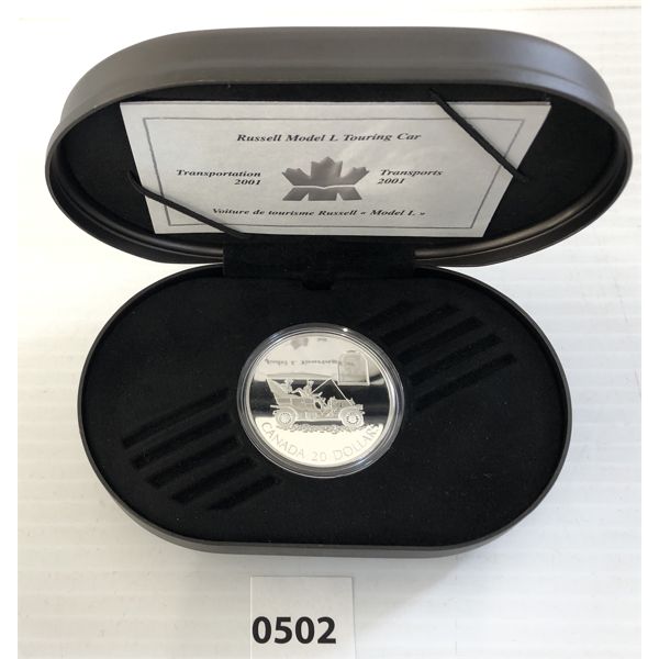 2001 RCM $20 SILVER PROOF COIN - RUSSELL MODEL L TOURING CAR