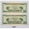 Image 2 : LOT OF 2 - 2013 US $20 BANKNOTES - SEQUENTIAL