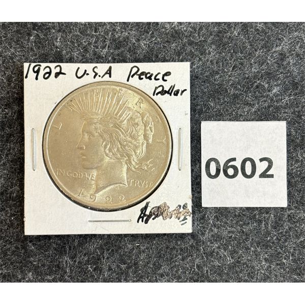 1922 U.S. SILVER PEACE DOLLAR 