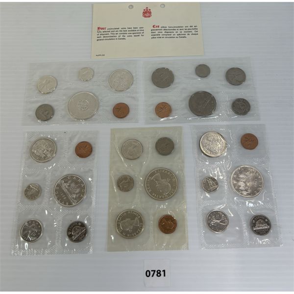 LOT OF 5 - RCM UNCIRCULATED 1961-1977 COIN SETS