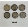 Image 2 : LOT OF 6 - CDN 50 CENT SILVER PCS - INCL 1913 & 1945, ETC.