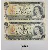 Image 1 : LOT OF 2 - 1973 CDN $1 SEQUENTIAL BANKNOTES