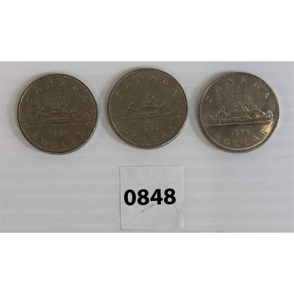 LOT OF 3 - 1979 & 1985 CDN VOYAGEUR $1 PCS