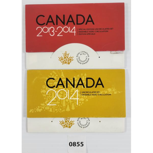 LOT OF 2 - RCM 2013 & 2014 UNCIRCULATED COINS SETS