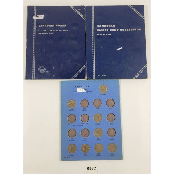 LOT OF 3 - CDN NICKEL & SMALL CENTS COLLECTIONS - INCL 1935 & 1937, ETC.