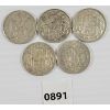 Image 1 : LOT OF 5 - CDN SILVER 50 CENT PCS - INCL 1950 & 1952