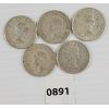 Image 2 : LOT OF 5 - CDN SILVER 50 CENT PCS - INCL 1950 & 1952