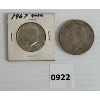 Image 2 : LOT OF 2 - 1925 & 1967 U.S. SILVER HALF & DOLLAR COINS 