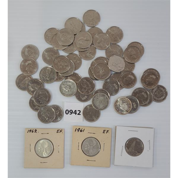 QTY OF CDN 25 CENT PCS - INCL SILVER