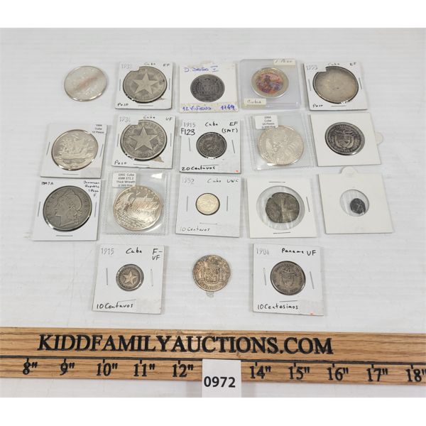 LOT OF 18 - WORLD COINS - INCL CUBA & PANAMA