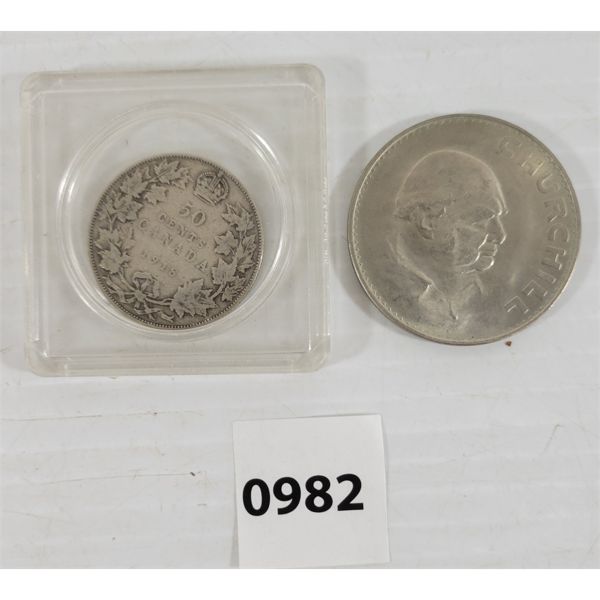 LOT OF 2 - 1965 CDN SILVER DOLLAR & 1918 50 CENT PC