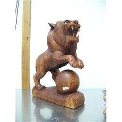 16" carved wood lion from Indonesia