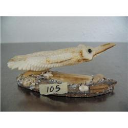 Bird made on ivory on very nice bone base 4" ()