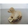 Image 1 : Bone lamb mounted on ivory 2" long and 3" high- imported, not Alaskan ()
