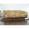 Image 1 : 8-1/2" mastodon bone relief carved dragon mounted on wood base- imported, not Alaskan ()
