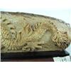 Image 3 : 8-1/2" mastodon bone relief carved dragon mounted on wood base- imported, not Alaskan ()