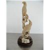 Image 1 : 5" bone carving of 2 eagles on tree mounted on wood base outstanding quality- imported, not Alaskan 