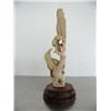 Image 2 : 5" bone carving of 2 eagles on tree mounted on wood base outstanding quality- imported, not Alaskan 